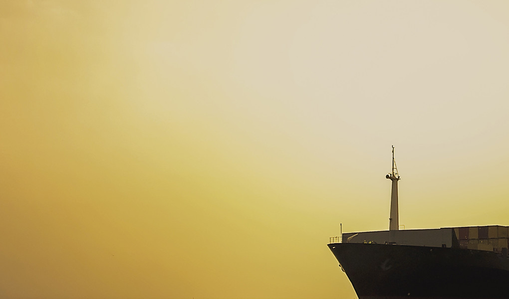 Container Vessel at sunset web