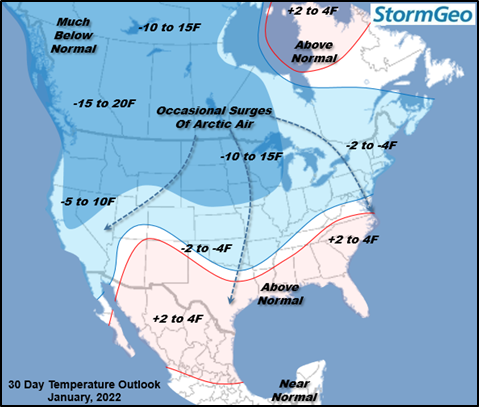 January 2022 Temperatures StormGeo